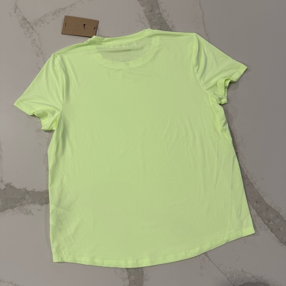 Nike One NWT Classic DriFit Short Sleeve Shirt Womens Small Volt Yellow Training - Picture 8 of 8